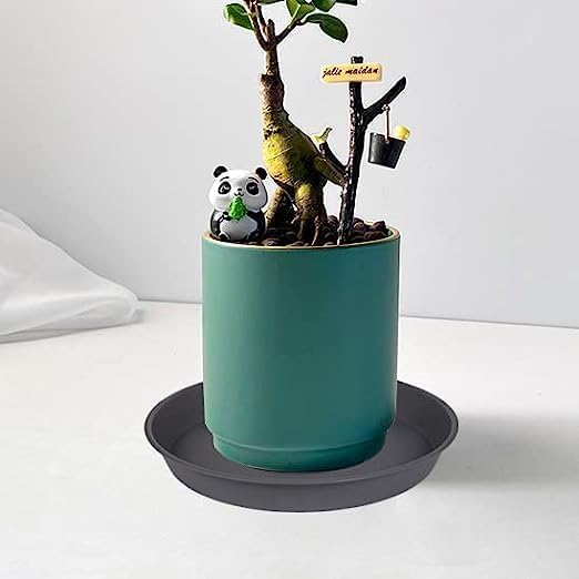 6 Pack Plant Saucer 4 5 inch (4 inch Base), Heavy Sturdy Plant Drainage Tray for Indoors (5 inch, Cement Gray)