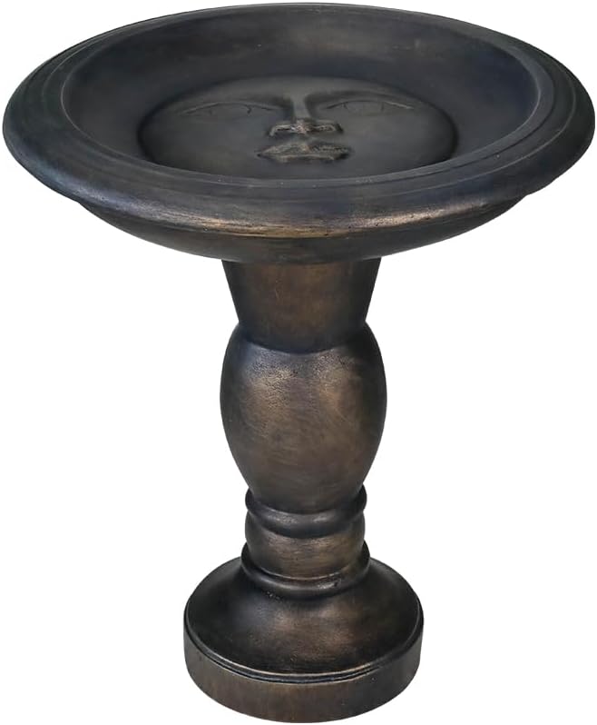 SKYFIRE 22-Inch Fibre Reinforced Concrete Pedestal Floor Fountain and Bird Bath Outdoor Decor for Garden, Patio, Lawn, Backyard - 20”L X 20”W X 22”H Antique Pedestal Birdbath