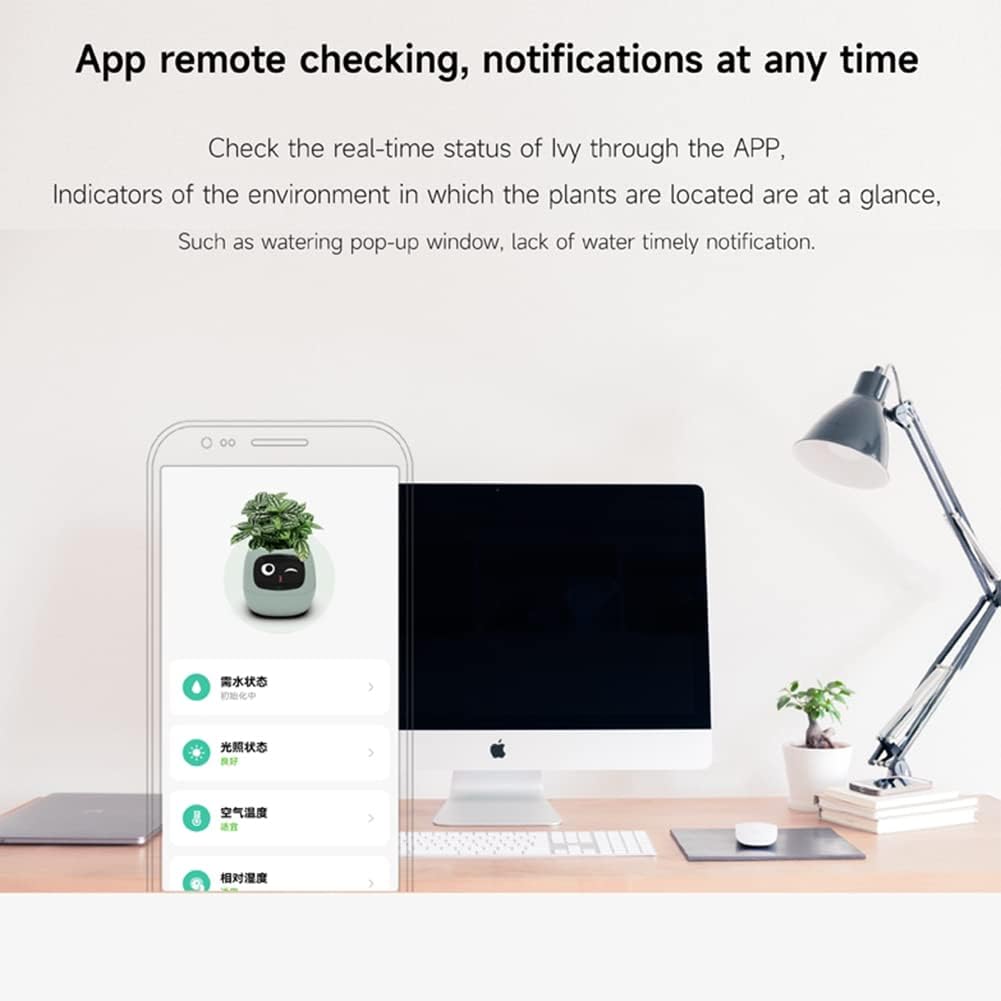 Smart Flowerpots,Smart Pet Planter,Ai Planter,Intelligent Flowerpots,Multiple Expressions,7 Smart Sensors, and Ai Chips Make Raising Plants Easy and Fun for Living Room,Plant-Free(Pink)
