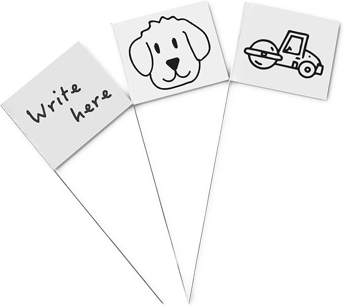 Zozen 100Pack White Marking Flags, Writable/15x4x5 Inch, Yard Flags for Lawn & Irrigation & Landscape & Sprinkler & Survey & Dog Training.