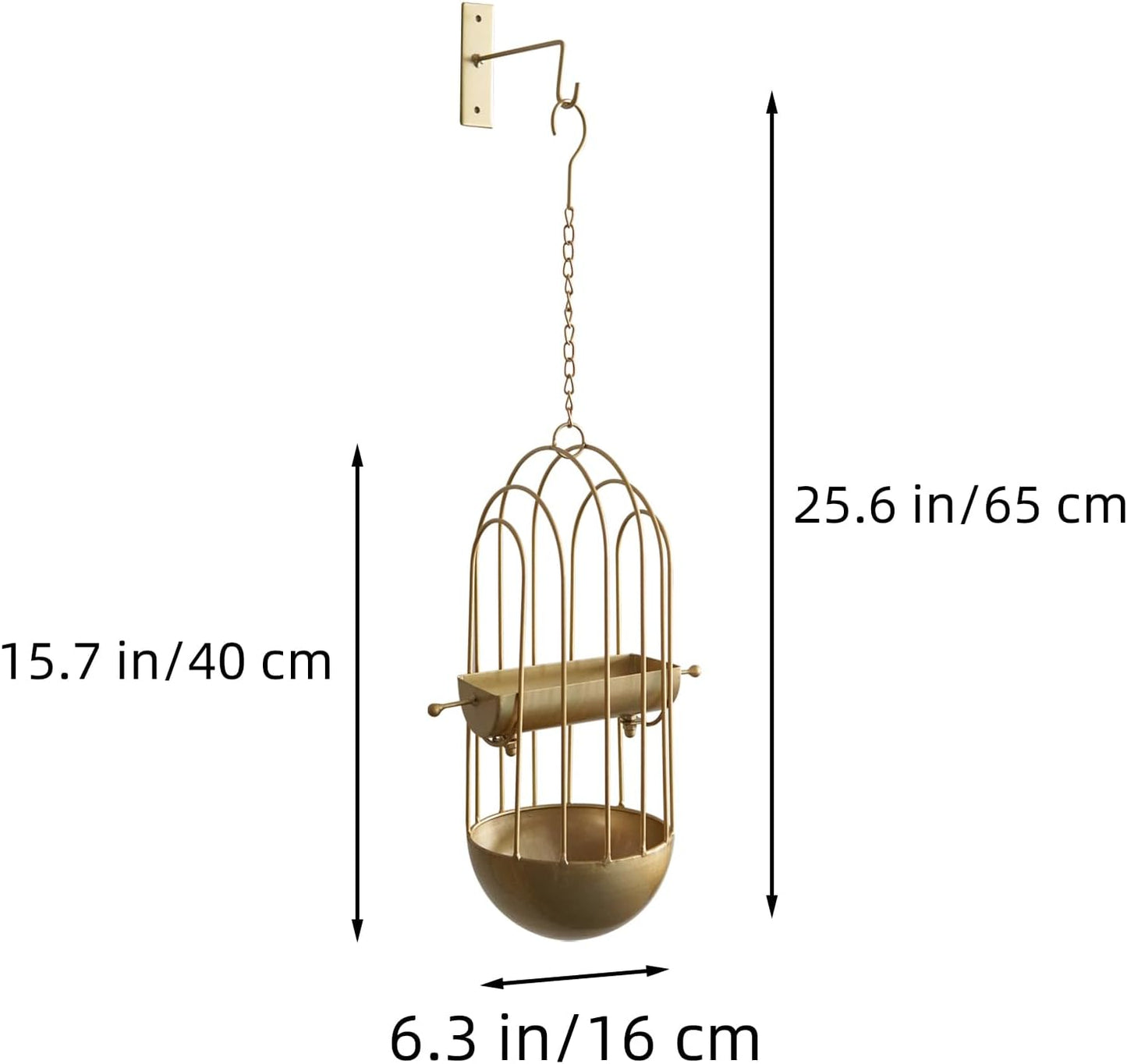 Haing Bird Feeder for Wild Birds, Metal Birdbath for Outdoods Garden Outside (Golden)