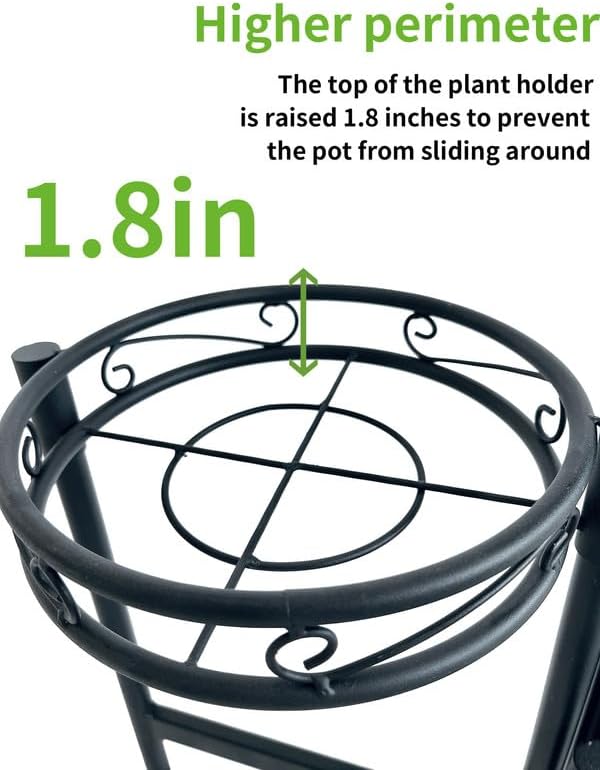 Metal Plant Stand Indoor Outdoor, 5 Tier 5 Potted Multiple Plant Shelf Stands, Wrought Iron Flower Holder Shelf, Folding Tall Rack Shelf for Patio, Balcony, Corner Living Room - BlackCircle