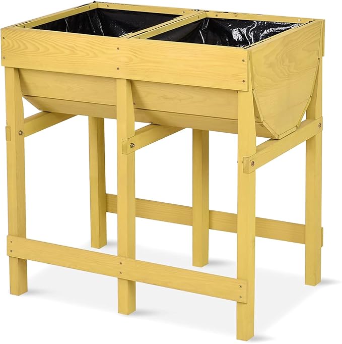 Giantex Raised Garden Bed, Elevated Wood Planter Stand, Garden Grow Box Kit W/Legs for Vegetable, Flower, Herb - Outdoor Planter W/Shelf for Garden, Patio, Backyard - Natural