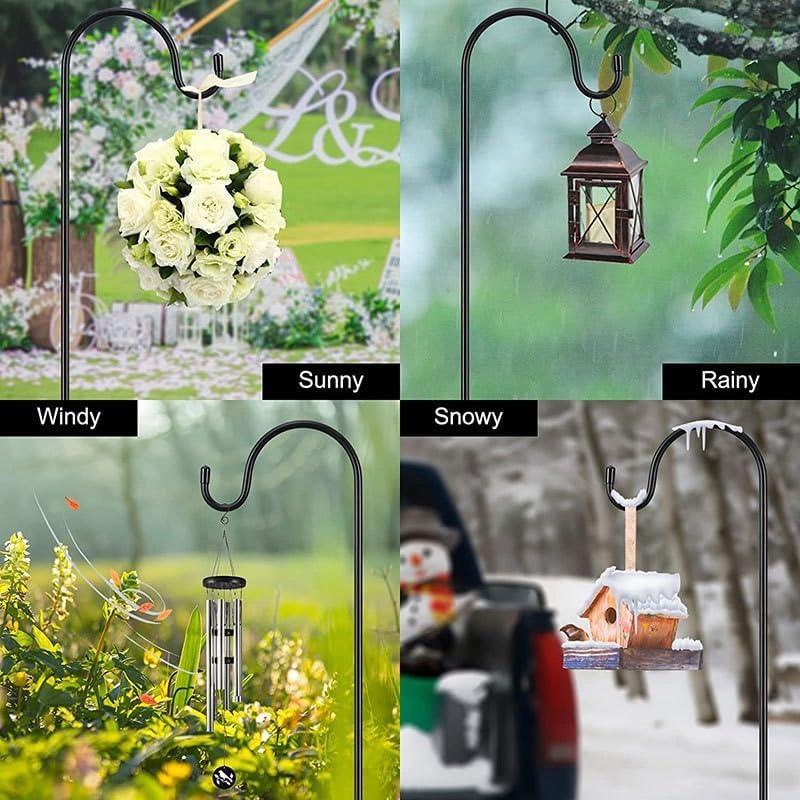 CMASTER Shepherd Hook for Outdoor, 1 Pack 61 Inch Bird Feeder Pole with 5 Prong Base Heavy Duty Adjustable Garden Hook for Hanging Plant, Hummingbird Feeder, Lantern(61 Inch)