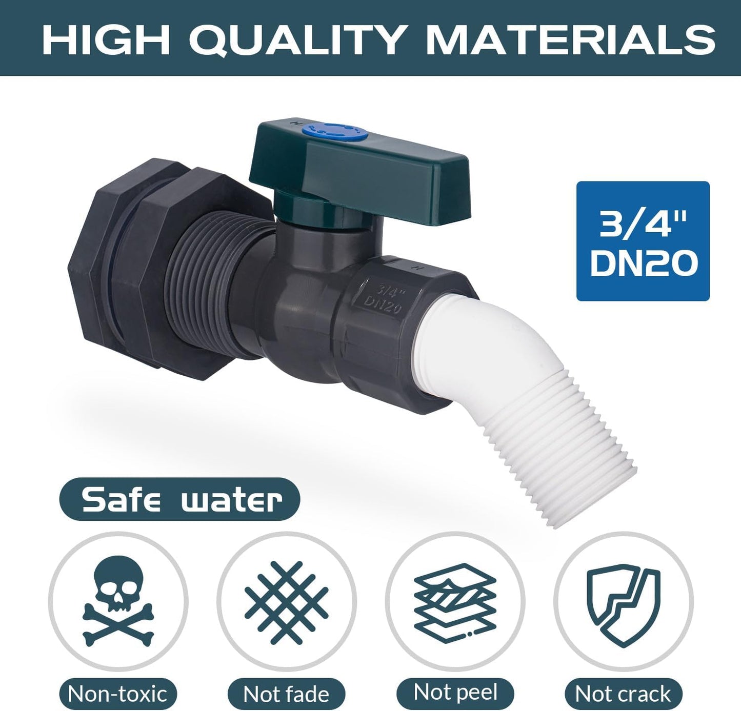 PVC Spigot Rain Barrel Faucet 3/4" PVC Bulkhead Fitting with Rain Barrel Valve+3/4" Garden Hose Adapter Rain Barrel Spigot Kit with Bulkhead Fitting Adapter for Water Tanks