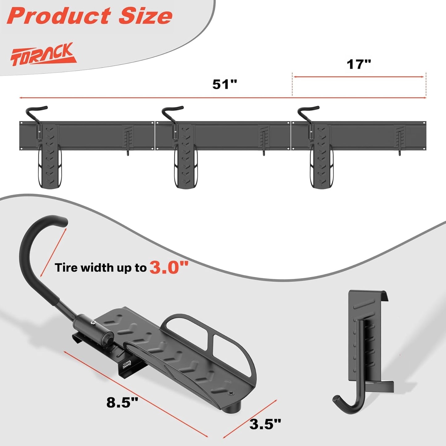 TORACK Wall-Mounted Swivel Bike Rack, Garage Vertical Bike Hangers for 3 Bikes and 3 Helmets Rotating Bike Storage Hooks Holds Up to 300 lbs
