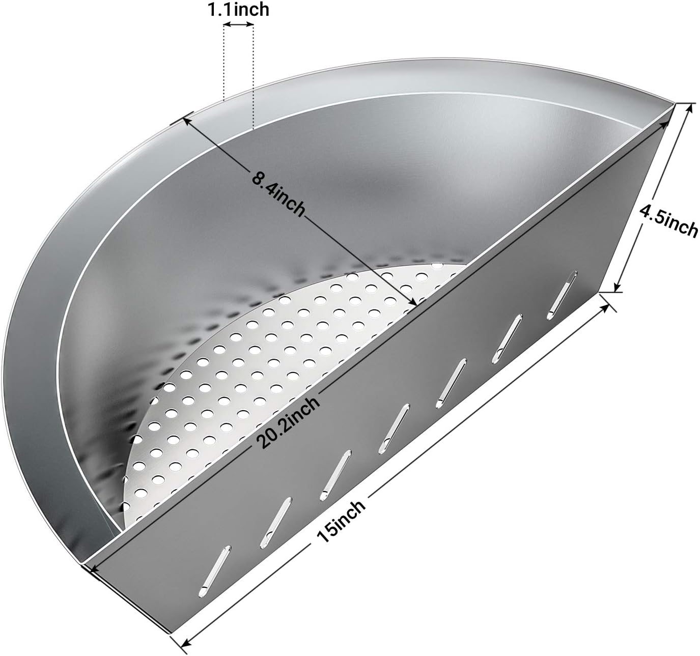 onlyfire Charcoal Basket with Water Reservoir for Two-Zone Cooking, Stainless Steel Charcoal Briquet Holder for Weber 22/26 Inch Kettle Grills