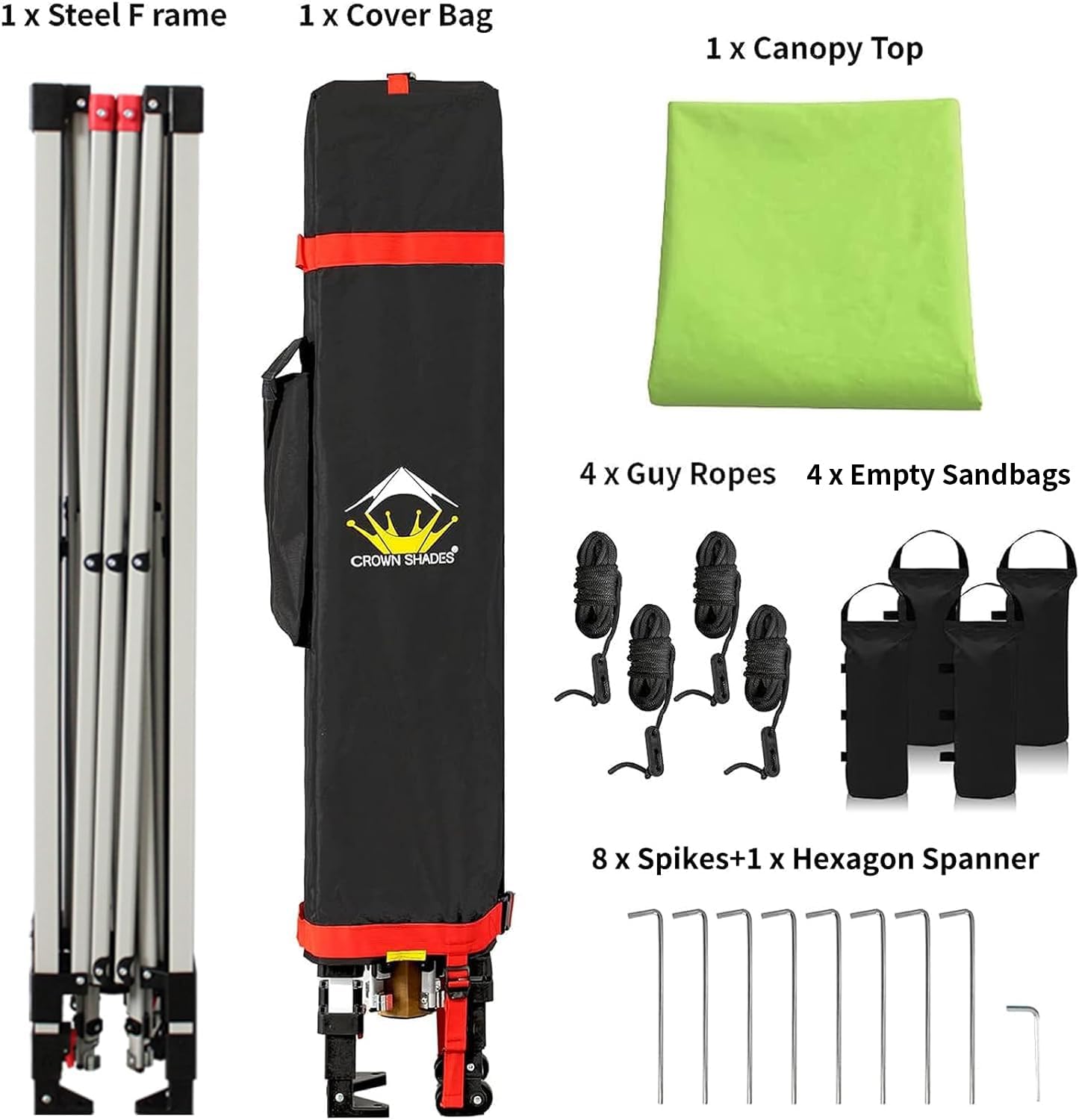CROWN SHADES 10x10 Pop Up Canopy - Beach Tent with One Push Setup - Easy Outdoor Sun Shade for Events, Parties, Camping - Gazebo with STO-N-Go Cover Bag, Silver Coated Top, Green