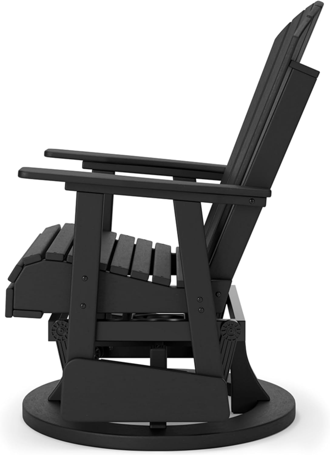 Signature Design by Ashley Hyland Wave Modern Weather Resistant HDPE Outdoor Swivel Glider Chair, Black