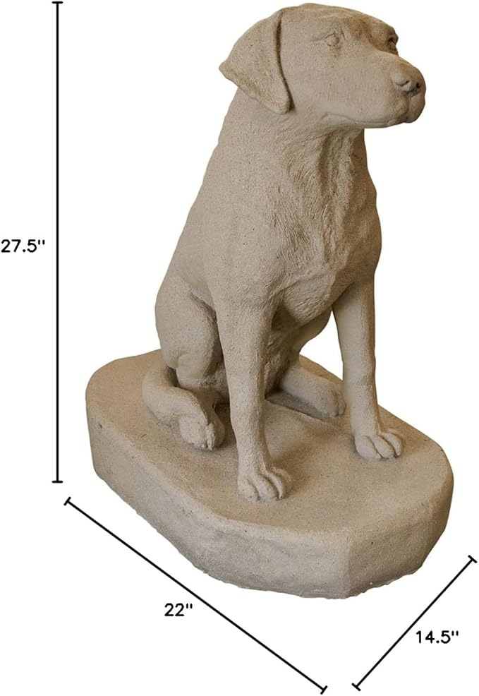 EMSCO Group Sitting Labrador Statue – Natural Sandstone Appearance – Made of Resin – Lightweight – 31” Height
