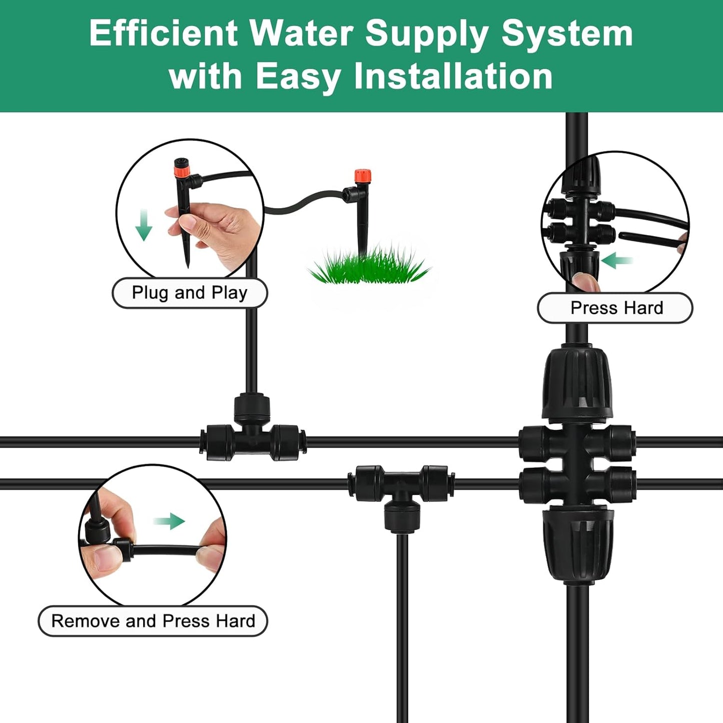 Complete 234FT Drip Irrigation System with 87 Quick Connectors - Automatic Sprinkler Kit for Lawn, Raised Bed, Greenhouse & Plant Watering. Includes 1/4'' Tubing, Drip Emitters, & Connectors