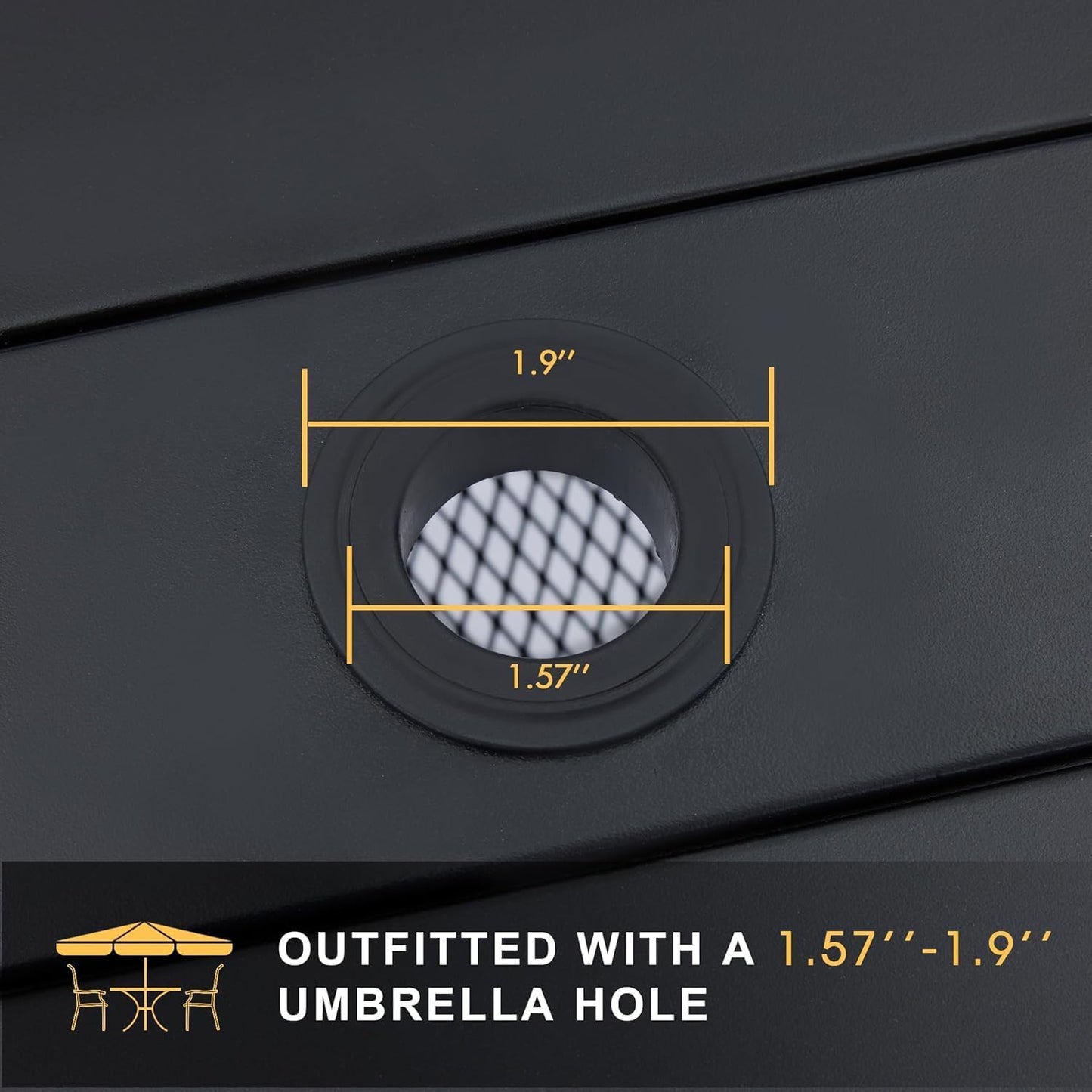 VICLLAX 7 Pieces Patio Dining Set for 6, Outdoor Furniture Set Includes 59" Rectangle Outdoor Table and 6 Stackable Patio Sling Chairs, Black Tabletop and Blue Fabric