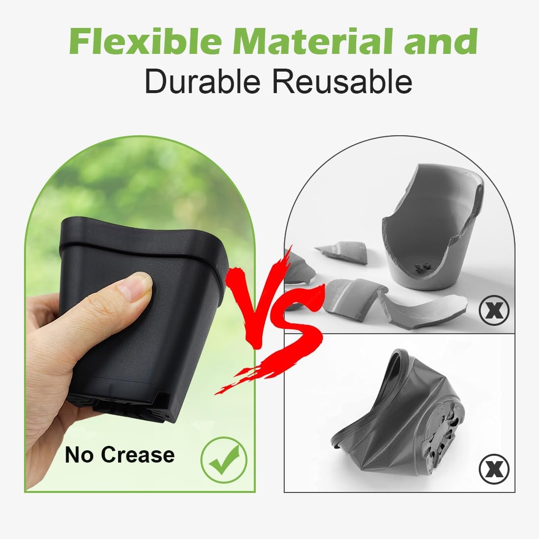 2.8 inch (7CM) Square Nursery Pots 120pcs with 5 Pack Seed Starter Trays, Durable Plastic Flat Seedling Tray (17"x11"x2") for Carrying and Holding Plant Nursery Pot (Black)