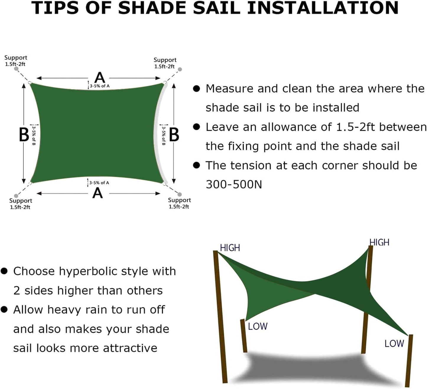 KANAGAWA 6'X18' Dark Green Custom Size Sun Shade Sail Rectangle UV Block Canopy Cover for Patio Backyard Lawn Garden Outdoor (Customized Available)