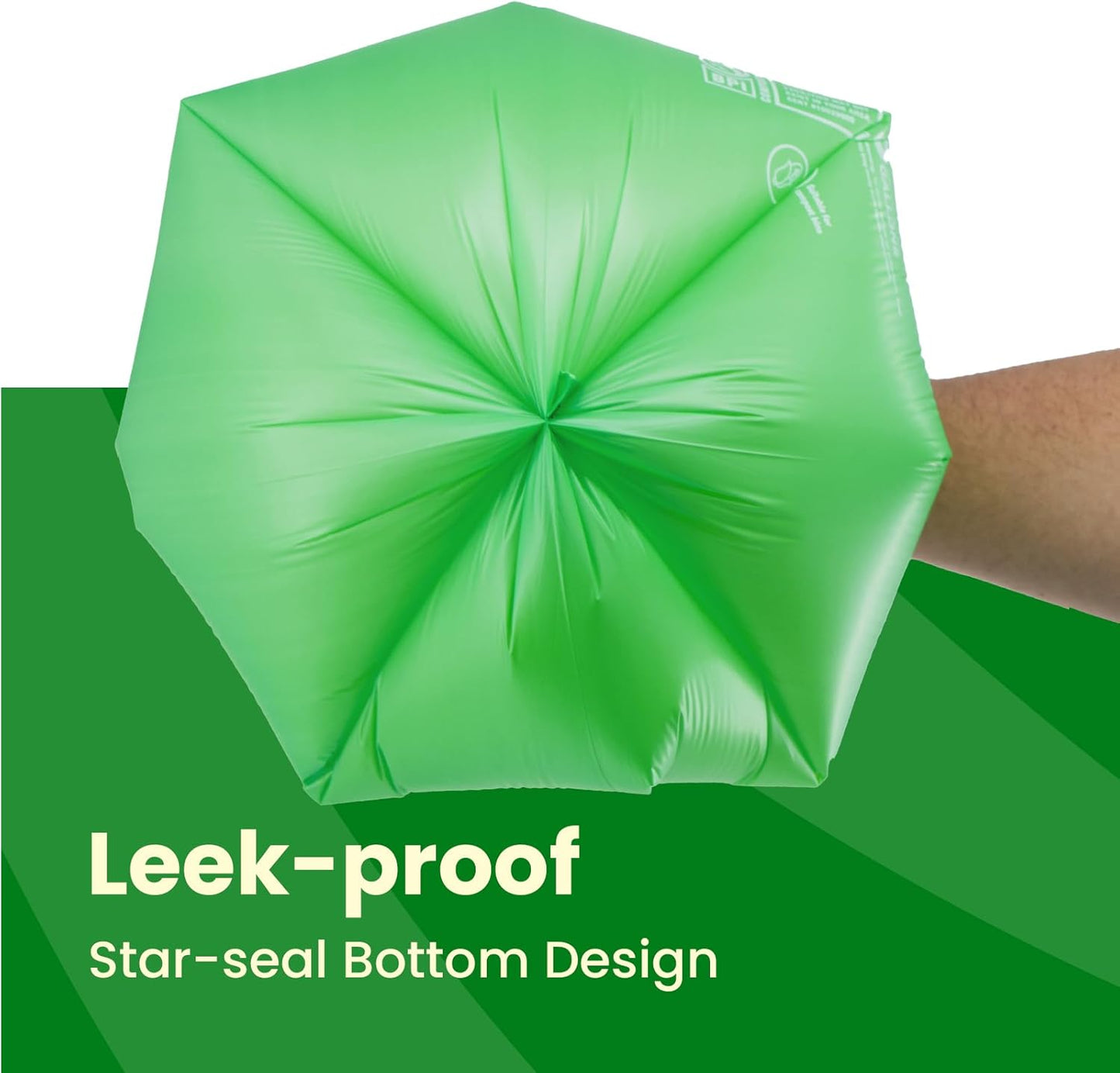 1.6 Gallon Compostable Food Scrap Bags Handle Tie for Kitchen Countertop Bin, 6 Liter Small Compost Bags, 50 Count, BPI Certified and Meet The ASTM D6400 Standard