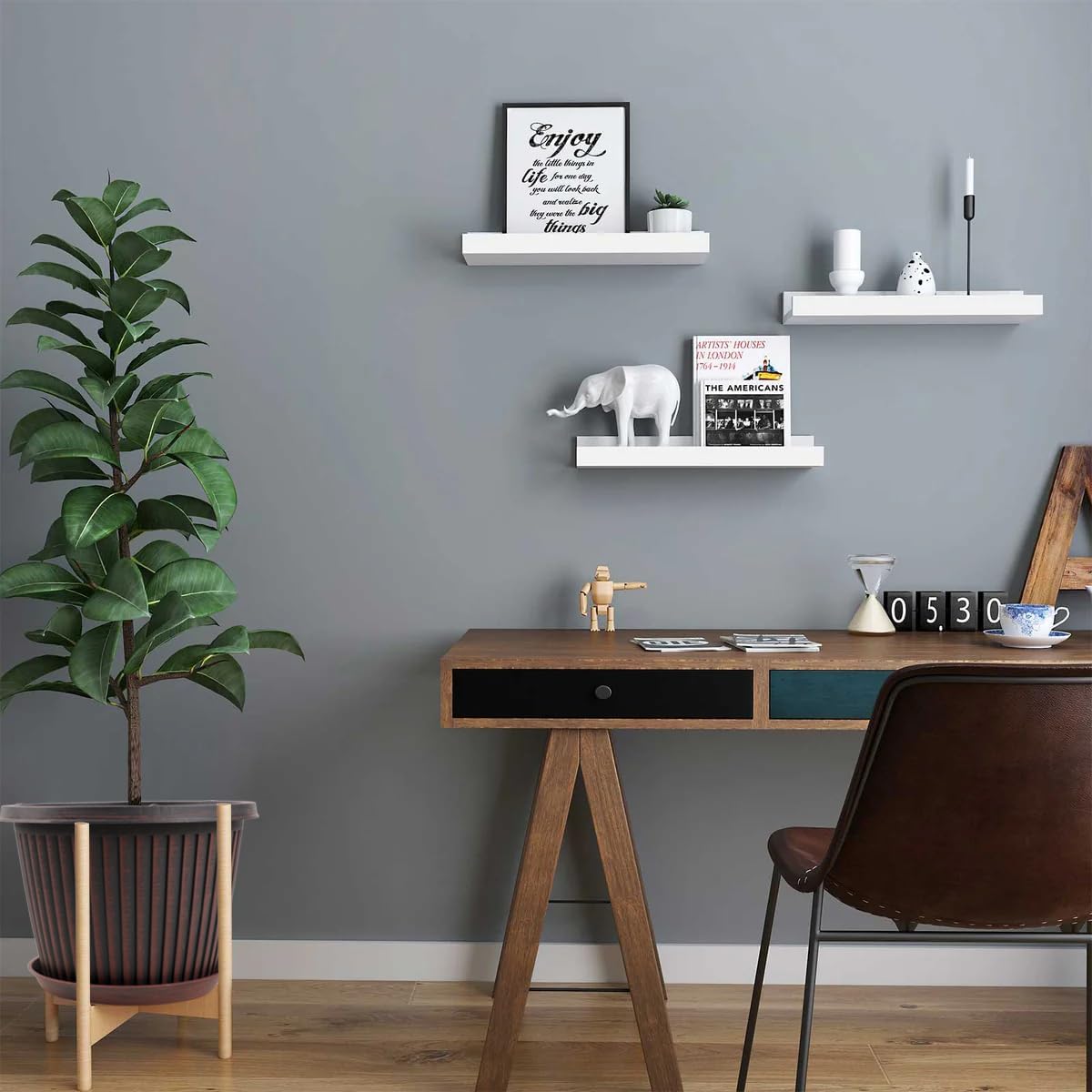 Large-Planter-Indoor-Outdoor Plant Pots, 14 inch 4 Pack Plastic Flower Pots with Saucer And Drainage Holes, Modern Garden Planters For Planting Medium Large Plants, Decorative Resin Garden Pots