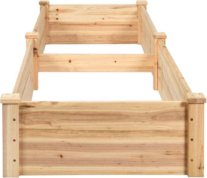 Giantex Raised Garden Bed Planter, Wooden Elevated Vegetable Planter Kit Box Grow for Patio Deck Balcony Outdoor Gardening, Natural
