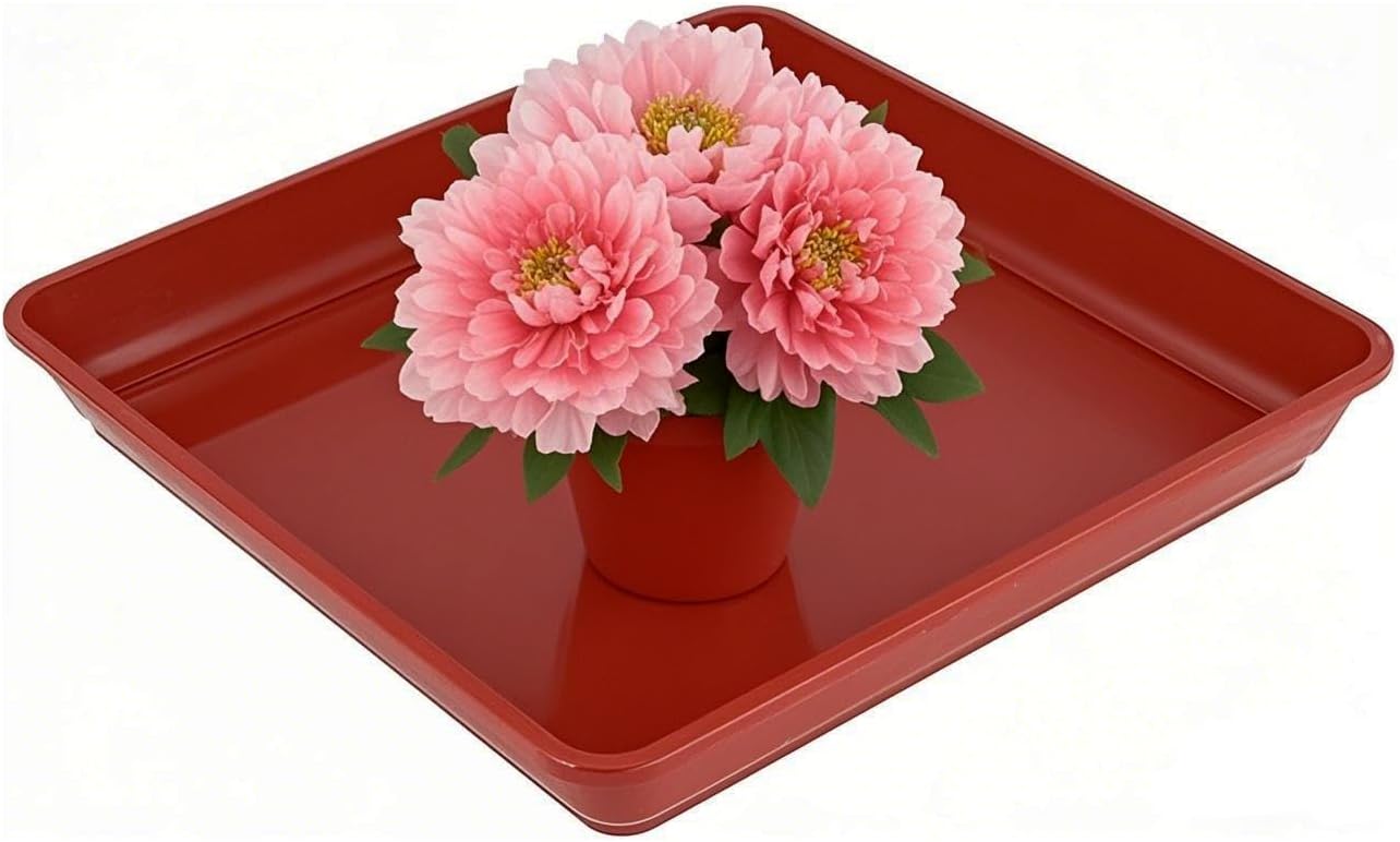JOIKIT 10 PCS 11.4 x 11.4 x 1.6 Inches Square Plant Saucer, Flower Pot Tray Without Drain Holes for Flowers, Plants, Seedlings