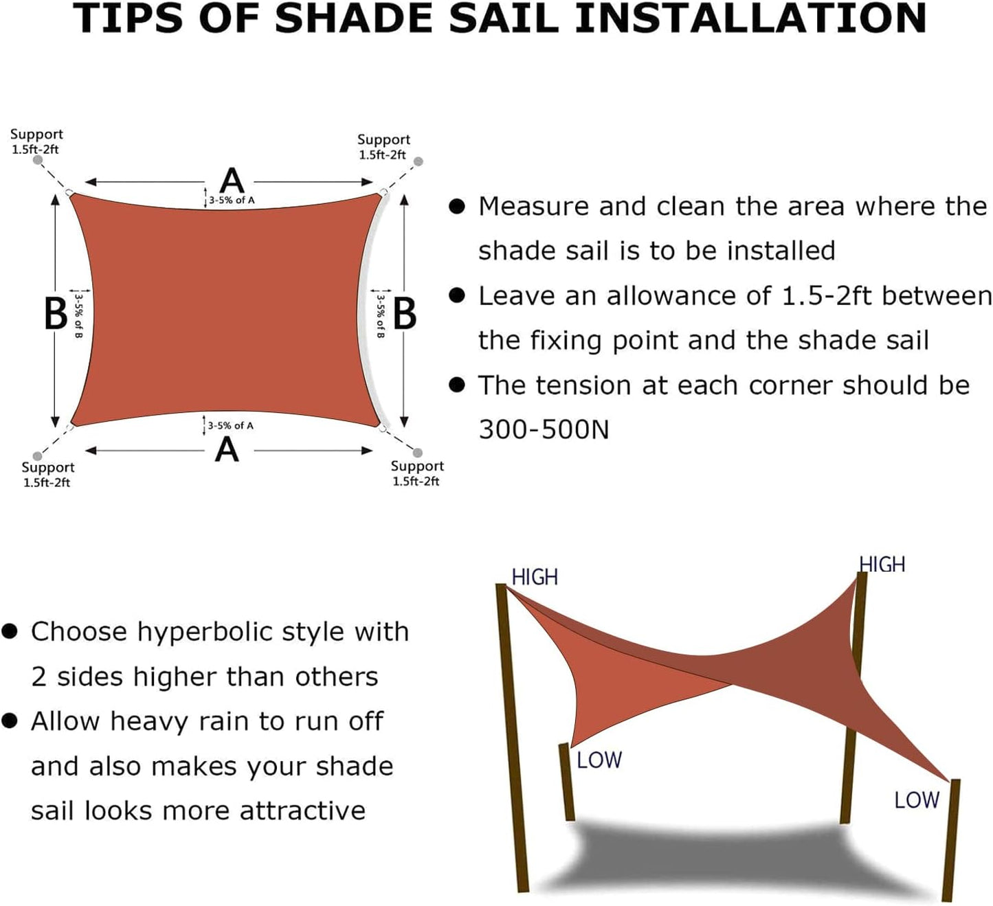 KANAGAWA 10'X12' Rust Red Custom Size Sun Shade Sail Rectangle UV Block Canopy Cover for Patio Backyard Lawn Garden Outdoor (Customized Available)