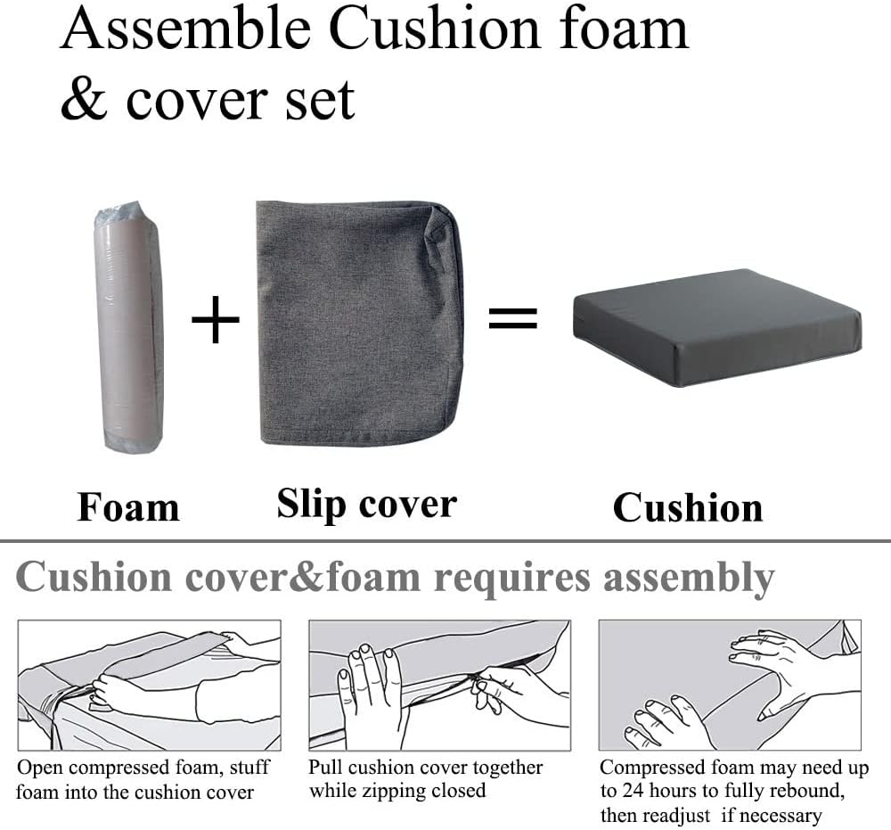 Patio Chair Cushions Set of 2 Non Slip Bottom Chair Pad with Ties Waterproof Square Outdoor Seat Cushion Replacement for Garden Swing Furniture 20x20 Inch, Gray