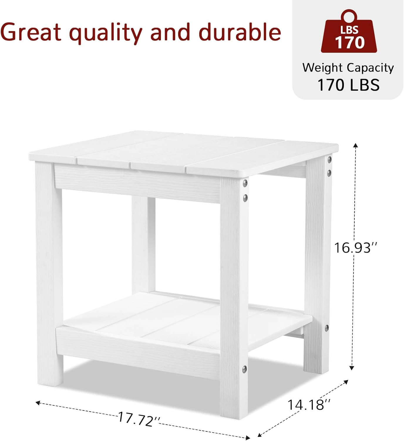 Stoog 3 Piece Patio Dining Sets, All-Weather Patio Chairs with Curved Backrest, Include 2 Garden Chairs and 1 Side Table, White