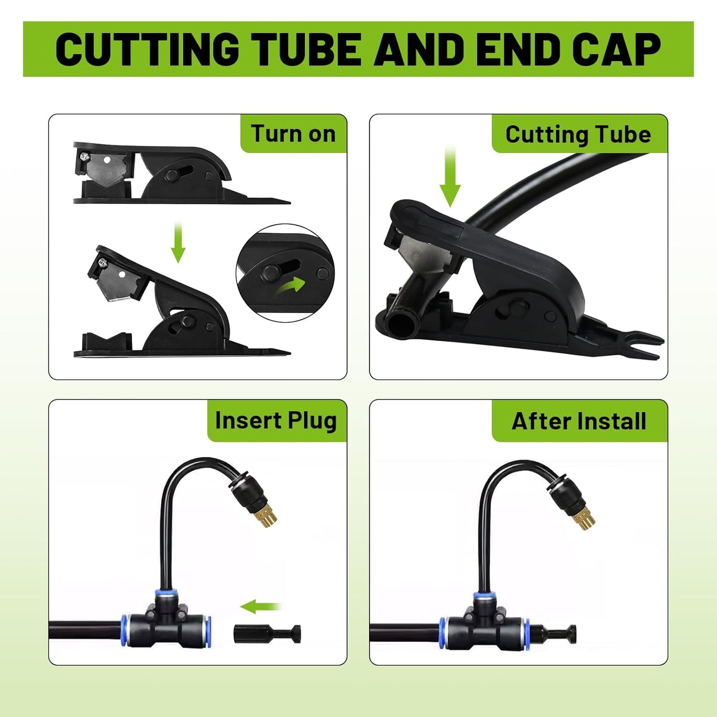 Drip Irrigation Kit - 100 FT. Hose Sprinkler System with 360° nozzles and T-connectors for Gardens, lawns, Plants, Flower beds, Trees, patios and hydroponics (Closeable nozzle-20)