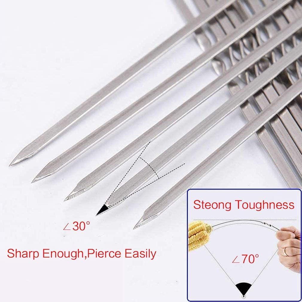 Metal Skewer for Grilling,Kabob Skewer,Flat BBQ Barbecue Skewer,Grilling Skewers Set,Reusable BBQ (12" skewer(16 pack))