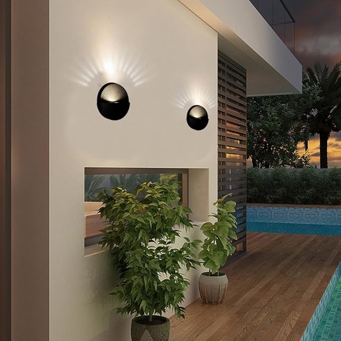 6W Wall Lamp,Exterior Waterproof Wall Sconces Light Fixture,110V Wall Mount Light 3000K Warm White Porch Lights for Garage,House,Garden,Patio 4Pack (Black)