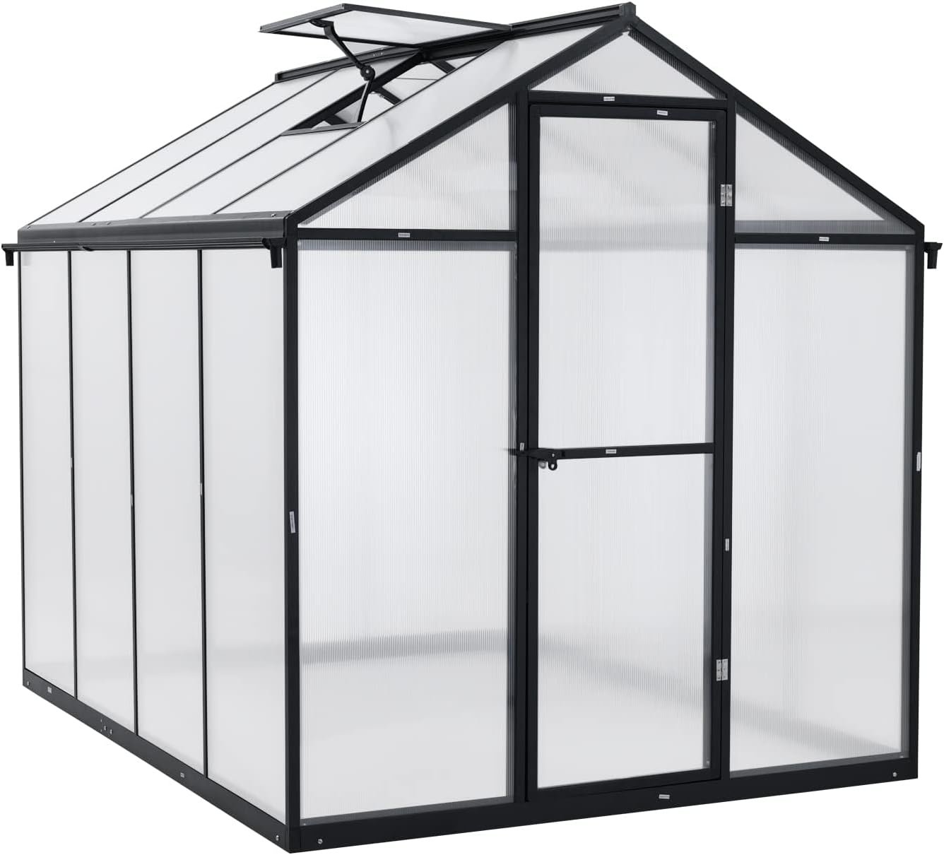 BPS 6' x 8' Walk-in Polycarbonate Greenhouse with Heavy-Duty Aluminum Frame, 1 Vent Window & Lockable Door for Outdoor, Patio, Backyard, and Garden Use