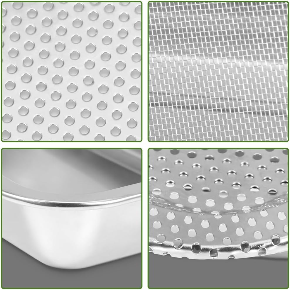 Picowe Stainless Steel Sprouting Trays Seed Sprouting Kit with Stainless Steel Mesh Tray Seed Starter Tray Seed Sprouting Kit (2pack, 10.4 x 7.7inch)