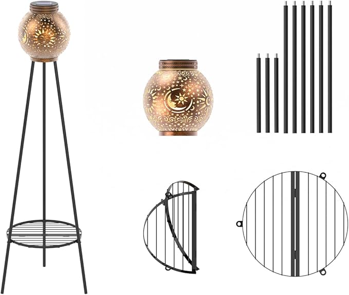 2 Pack Solar Lights with Plant Stands Waterproof Solar Lanterns Outdoor Solar Lamps for Patio, Yard, Pathway, and Porch Decoration Garden Decor