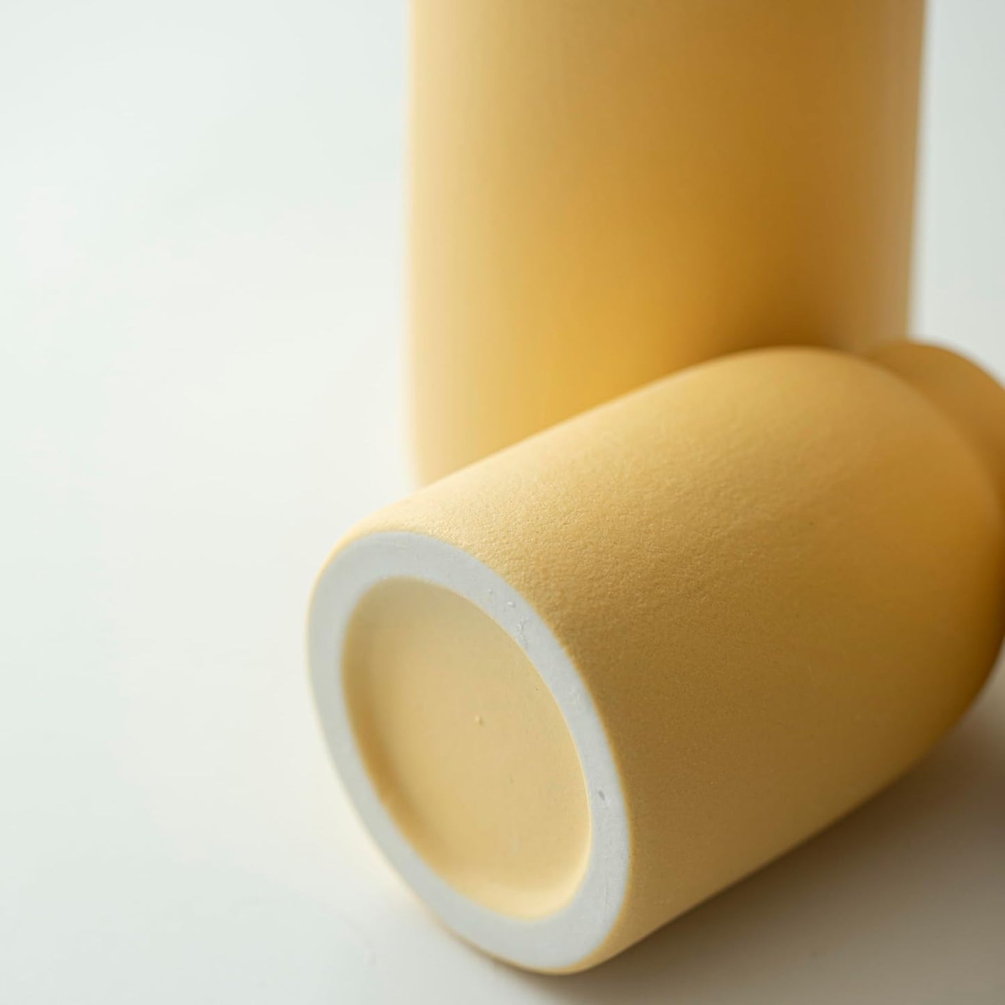 Ceramic Vase Set-3, Small Flower Vases for Decor, Modern Boho Farmhouse Style, Decorative Vases for Pampas Grass & Dried Flowers, Distressed Finish (Yellow)