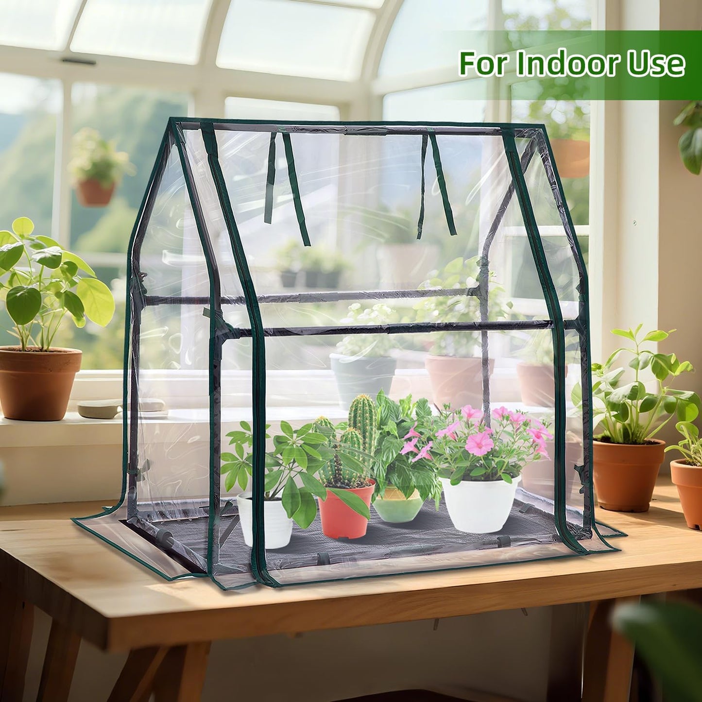 Mini Greenhouse for Indoor Outdoor: Ohuhu Tabletop Portable Green House with Waterproof Pad for Small Plants Nursery Germination, 36"x18"x33" Heavy-Duty Cover Tent Humidity Dome Seedling Accessory