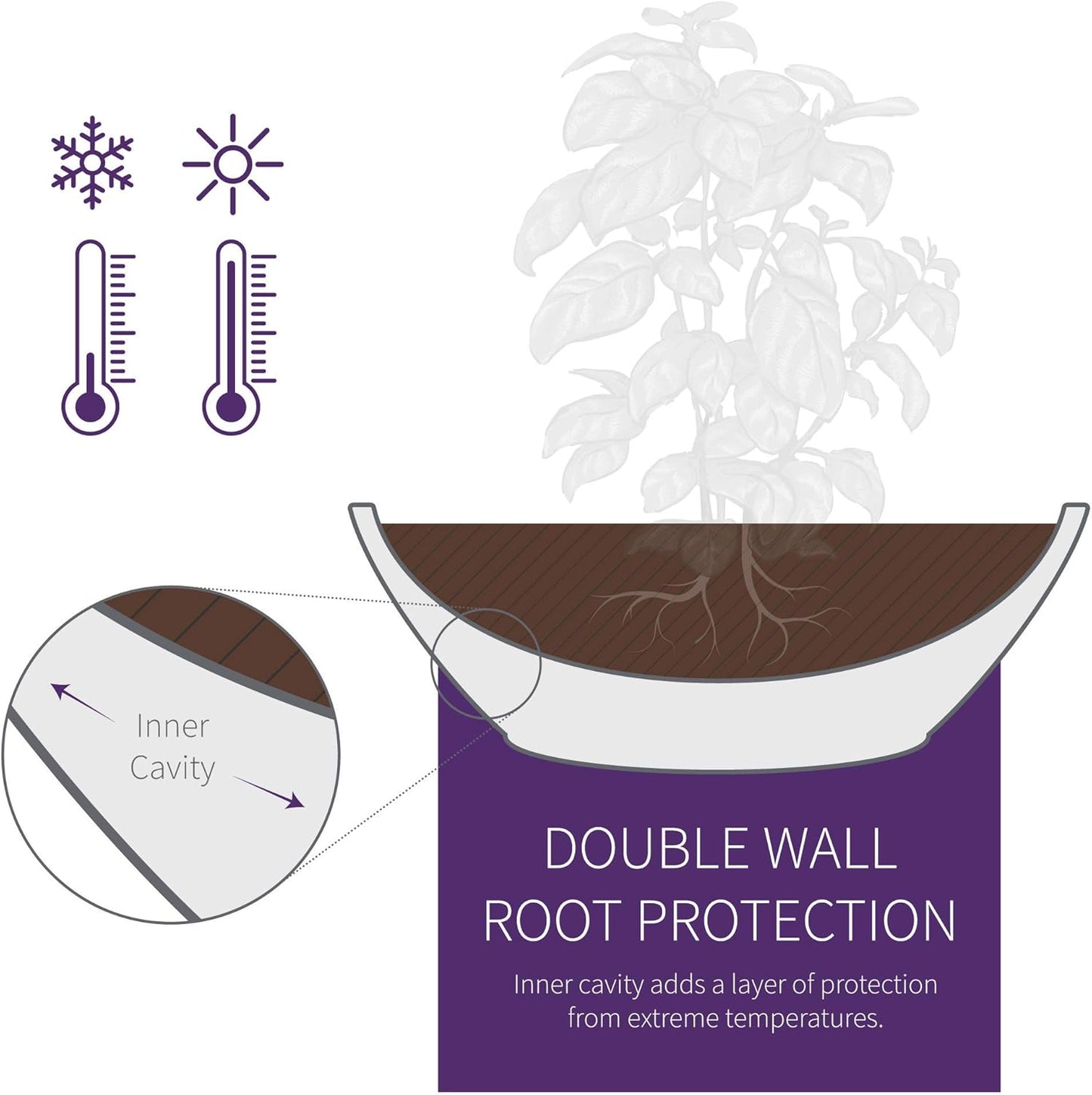 Crescent Garden Delano Oval Planter Bowl, Succulent Garden, Unique Indoor/Outdoor Double-Walled Plant Bowl with Plug- Oval Shape - 24" L x 17" W x 8" H (Mocha)