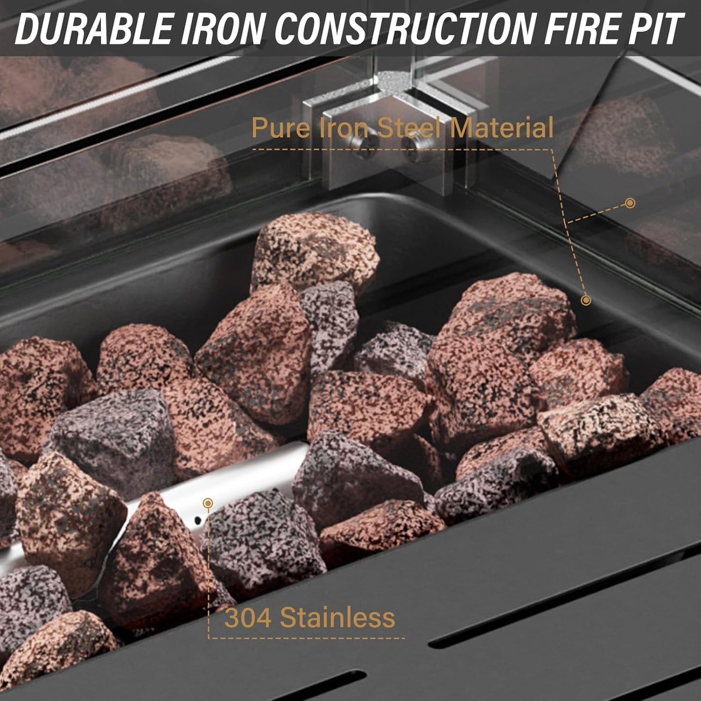 Grand 13 Pieces Outdoor Patio Furniture Set with 4 Swivel Glider Chairs and 50000 BTU Propane Fire Pit Table, Patio Conversation Set with Sofa and Wicker Side Table for Big Garden Backyard