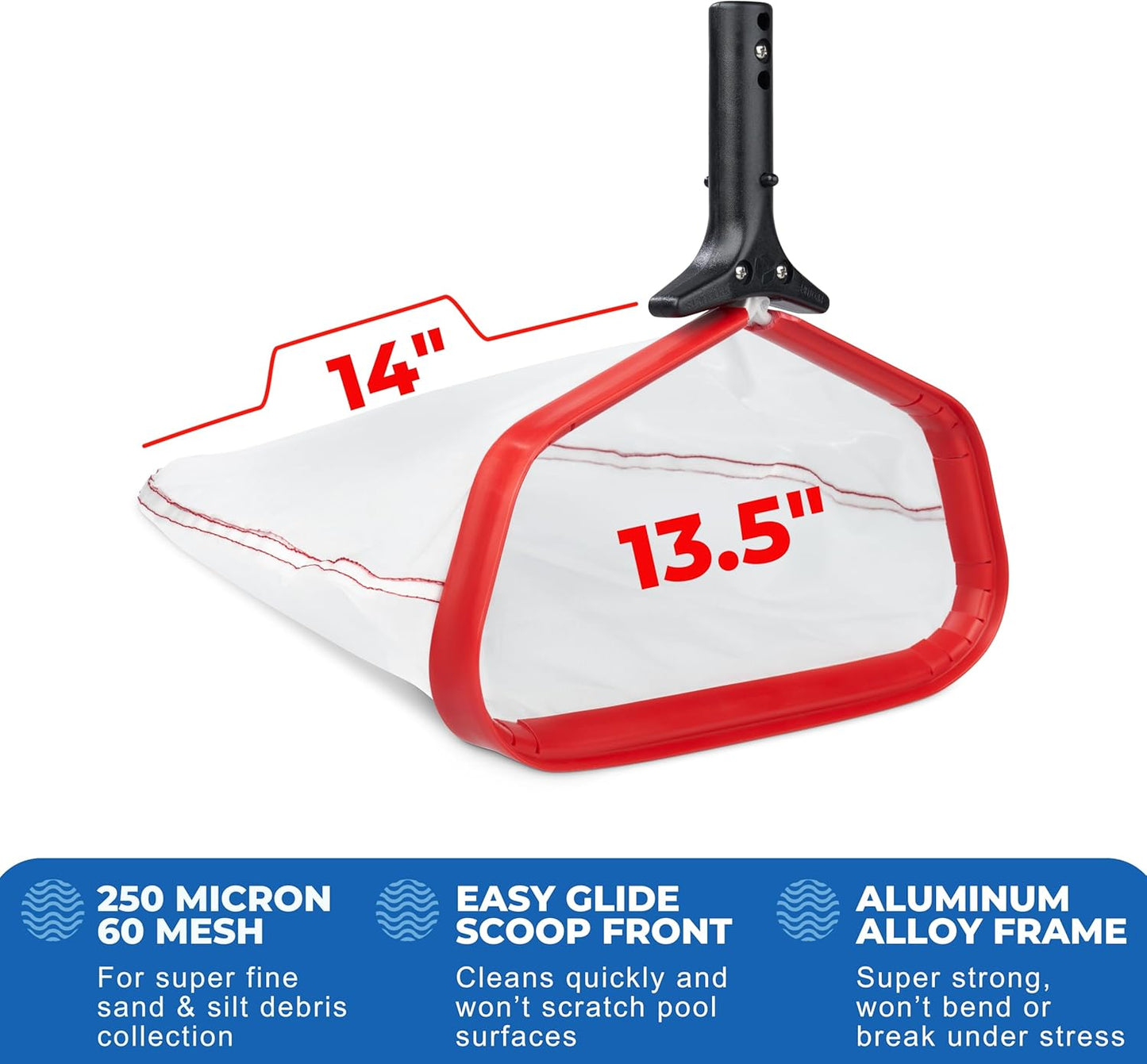 ProTuff 13" Spa Silt Net - 2 Year Unconditional Free Replacement - Heavy Duty Ultra Fine Mesh Silt & Sand Skimmer Cleans 3X Faster Than Vacuum - 13 inch Leaf Rake Bag for Pollen