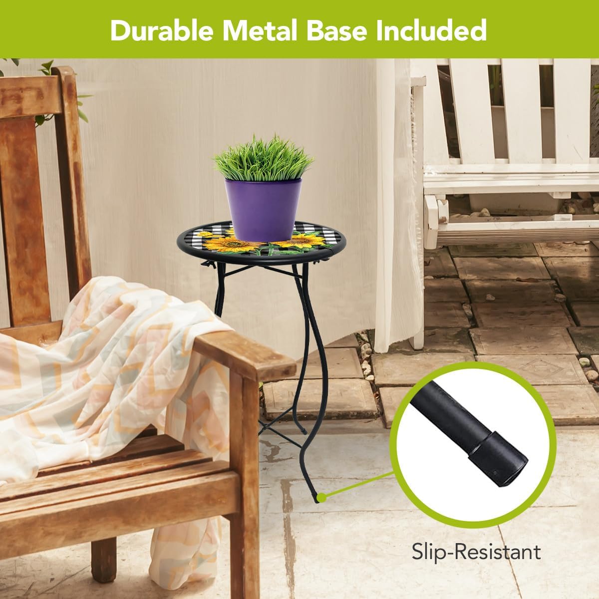 Briarwood Lane Checkered Sunflowers Plant Stand