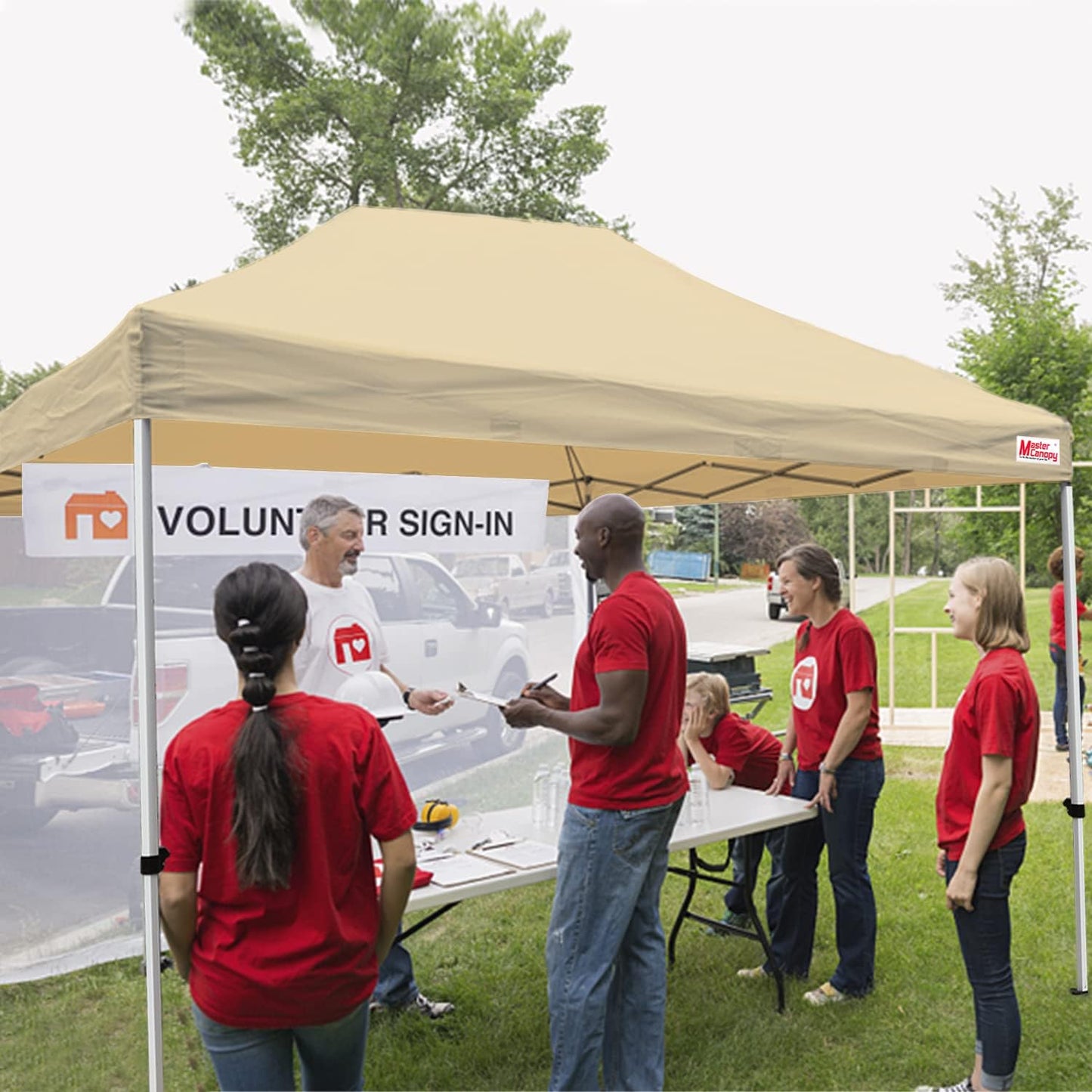 MASTERCANOPY Heavy Duty Pop-up Canopy Tent with Sidewalls (10x15,Beige)