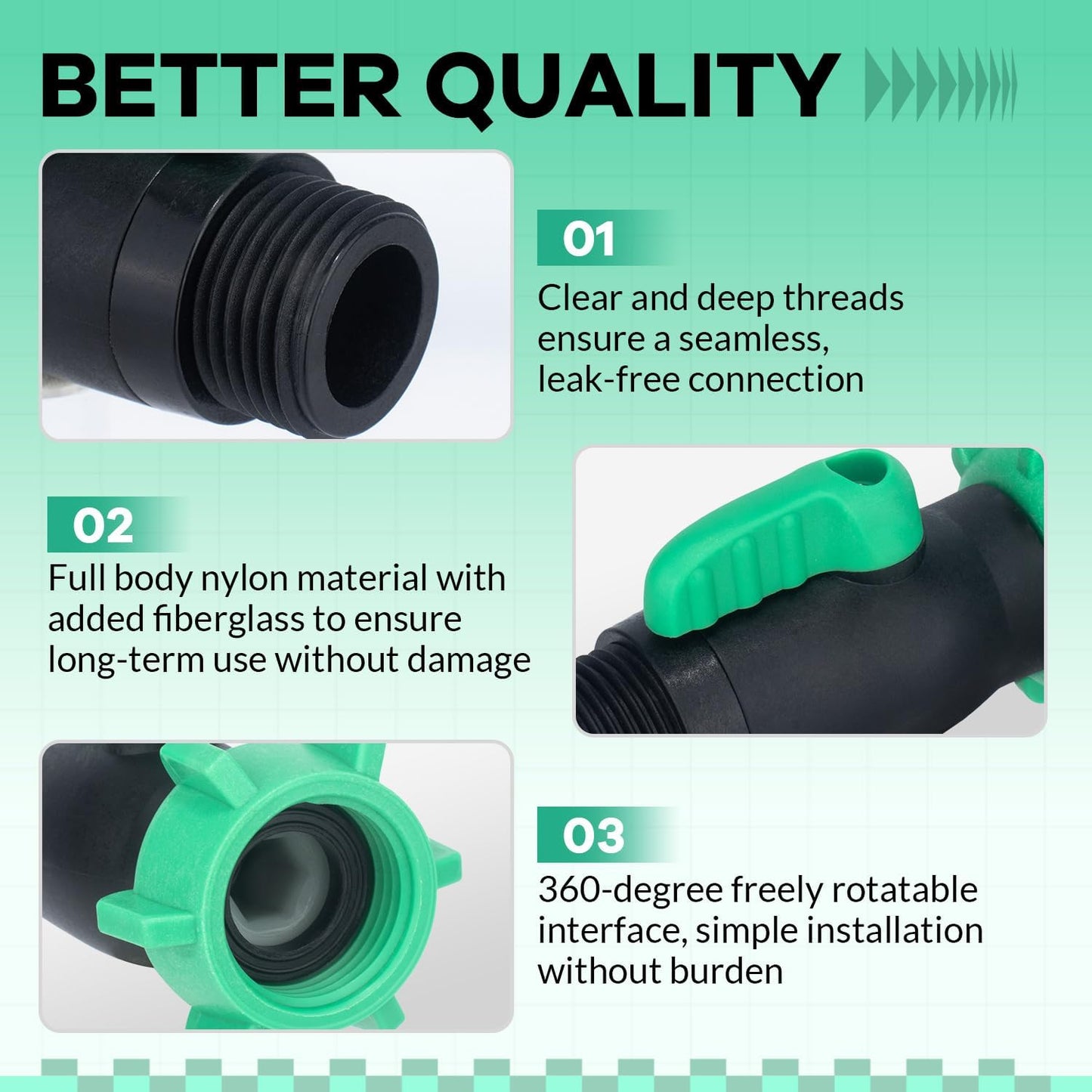 Rain Barrel Spigot Kit 2 Pack High Flow, 3/4" GHT Heavy Duty Plastic Water Barrel Spigot Kit with Bulkhead Fitting, Water Rain Barrel Diverter Kit for Outdoor Plastic Bucket (180 degrees)