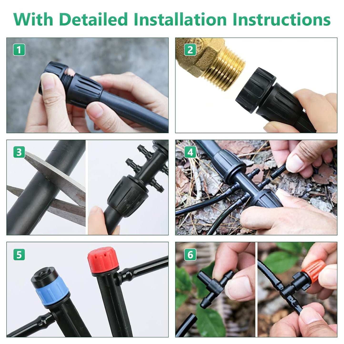 256FT Automatic Drip Irrigation System Kit,Automatic Garden Watering Misting System for Greenhouse, Yard, Plant ,Lawn with 1/2 inch Hose 1/4 inch Distribution Tubing and Accessories