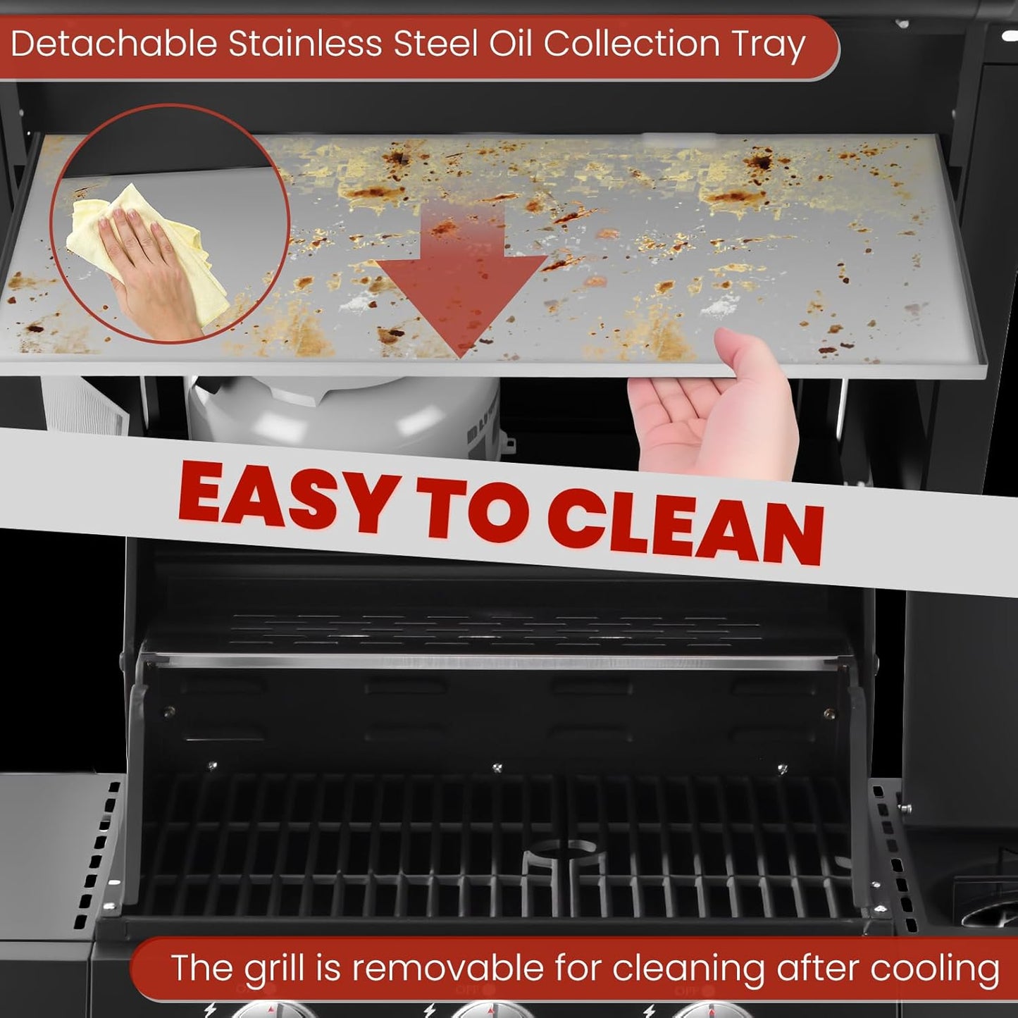 Q042-3-Burner w/Side Burner Gas Grill with 241 SQ.IN. Outdoor Grill with 36,000 BTU,Propane Grills with Top Cover Lid,Grills Outdoor Cooking for Patios,Balcony,Camping,Garden