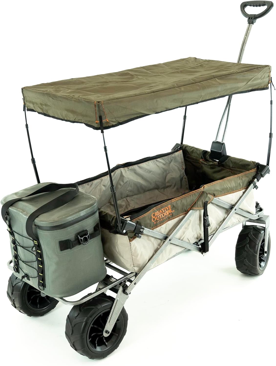 Creative Outdoor Push Pull Stroller Wagon, Beach Hauler XXL with Canopy, Collapsible and Portable Heavy Duty Folding Cart, Supports up to 200lbs Weight Capacity, Giant 10" Wheels