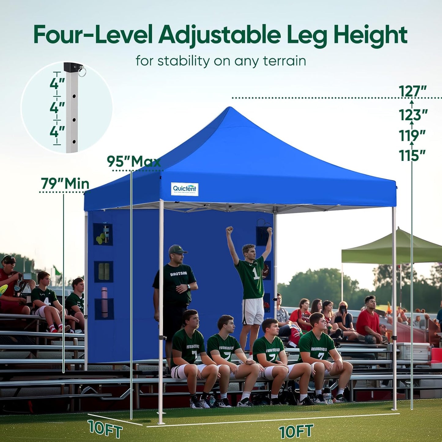 Quictent 10x10 Heavy Duty Pop Up Canopy Tent- Easy up Outdoor Commercial Canopies, Waterproof, 11ft Interior Height, Easy Setup, Includes Sand Weight Bags and Wheeled Carry Bag