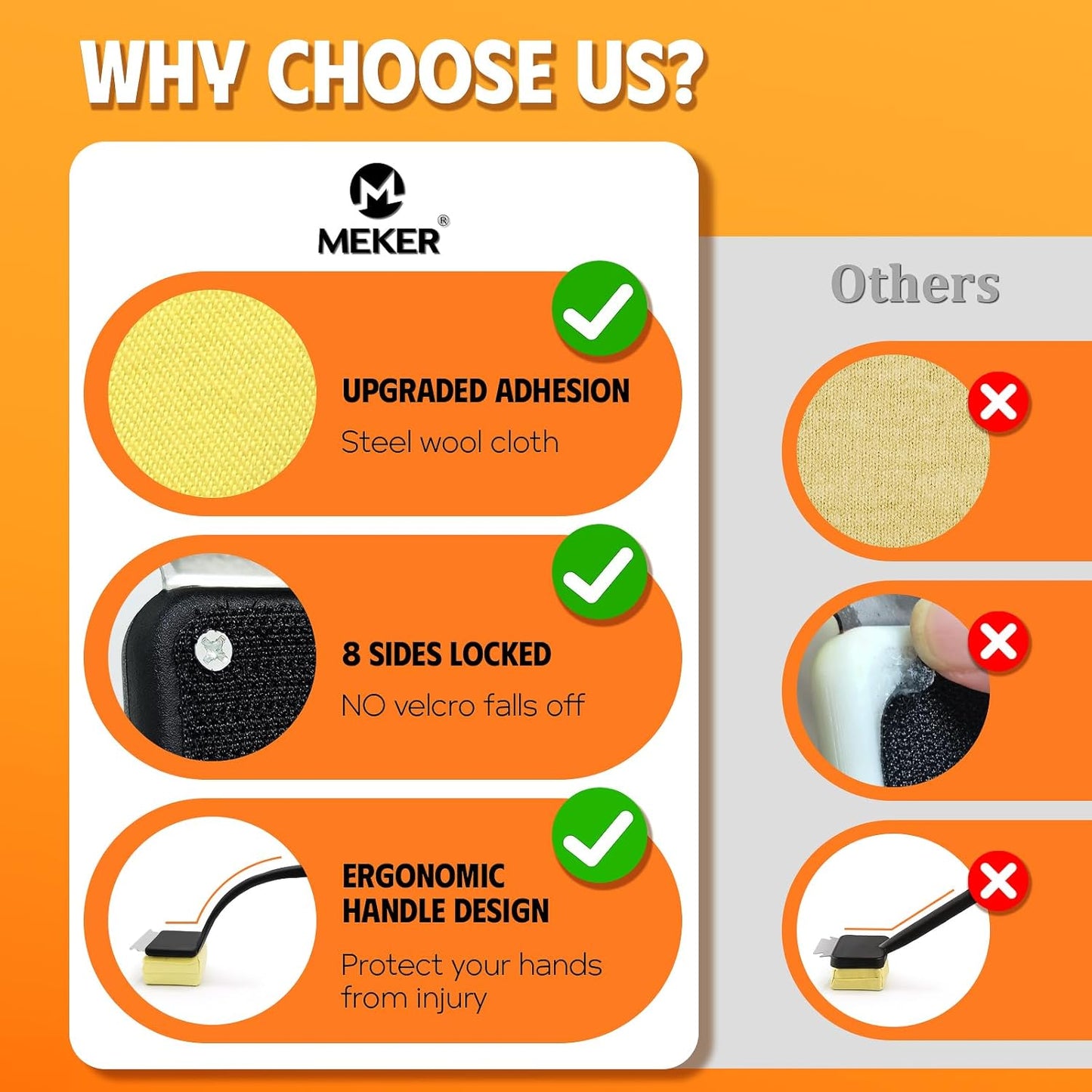 MEKER 3 PCS Grill Replacement Head, Yellow (NO Grill Brush)