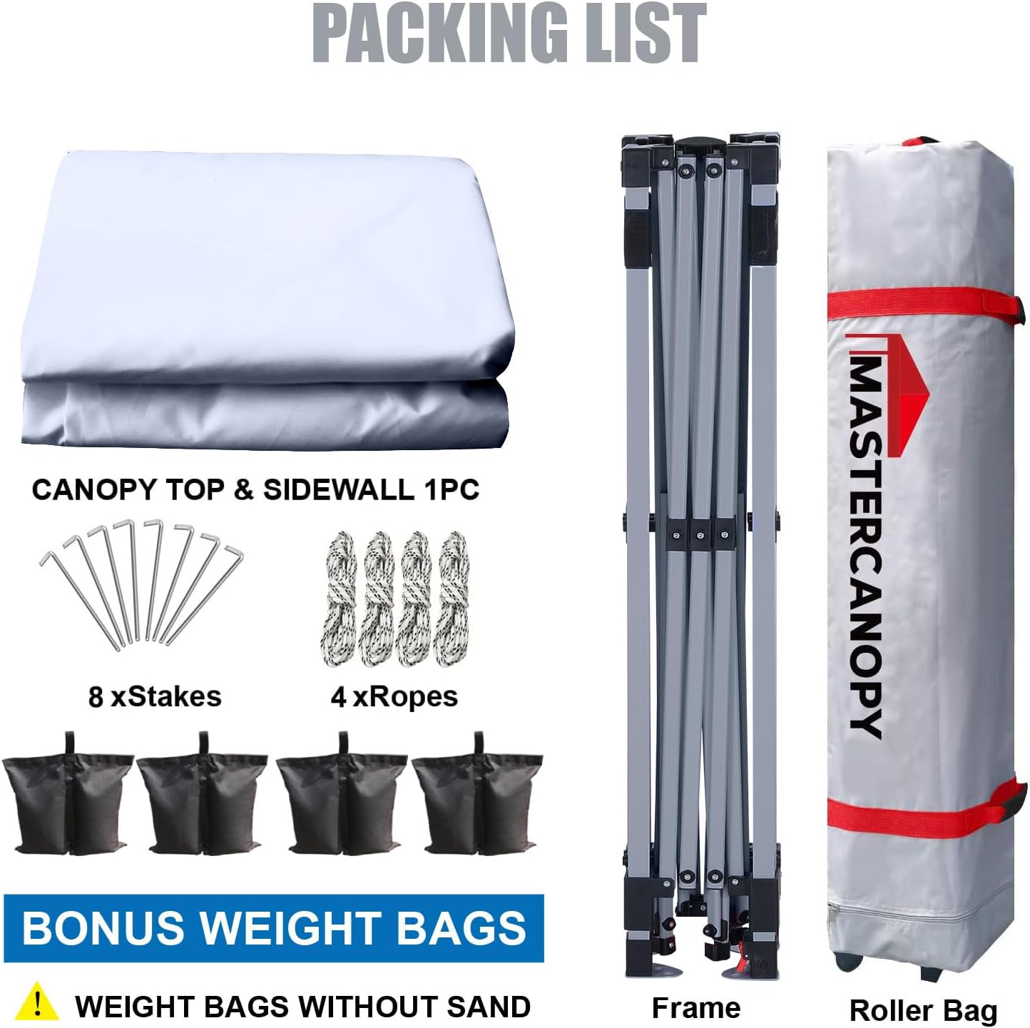 MASTERCANOPY Durable Pop-up Canopy Tent with 1 Sidewall (10'x10',White)