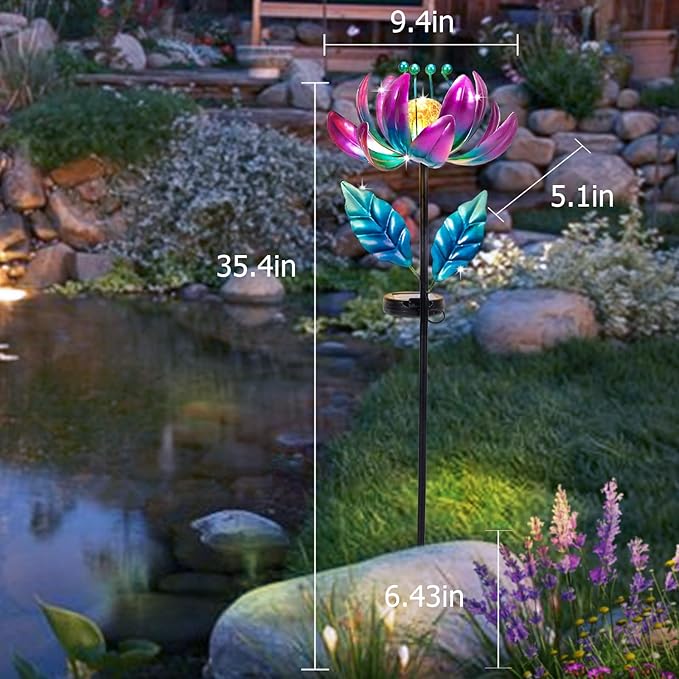 Outdoor Garden Decor Solar Spinners Lights - Metal Wind Spinner Solar Lights for Yard, Patio, Garden Lawn Oranments