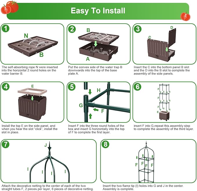 Raised Garden Bed Planter Boxes with Trellis,1pcs 70.9"Self-Watering Tomato Planter Boxes with Trellis for Climbing Vegetables Plants Flowers Tomato with Wheels,Use for Indoor Outdoor (Brown)