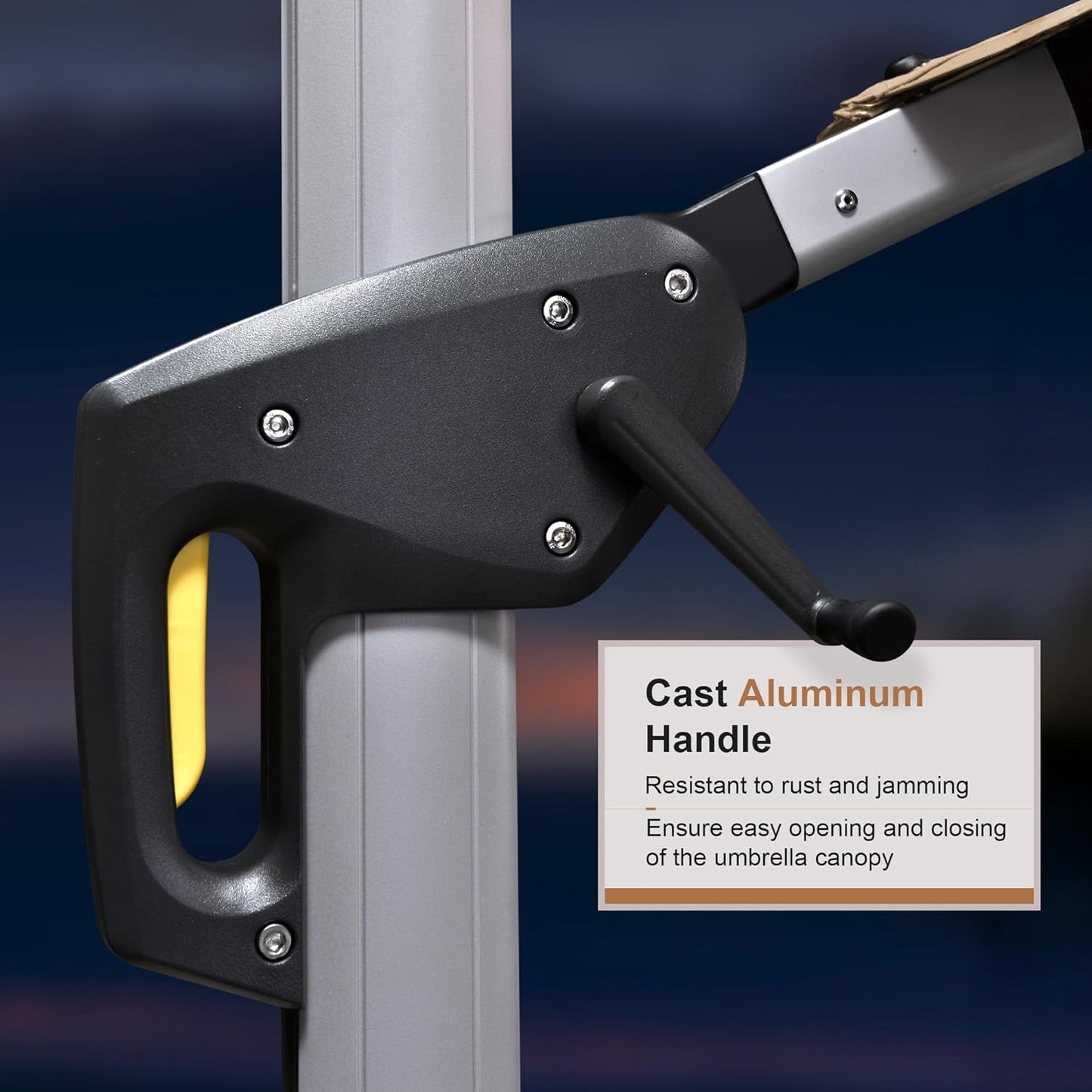 PURPLE LEAF 10' X 10' Solar Powered LED Patio Large Umbrella Offset Double Top Hanging Umbrella Outdoor Market Umbrella for Garden, Heather Taupe