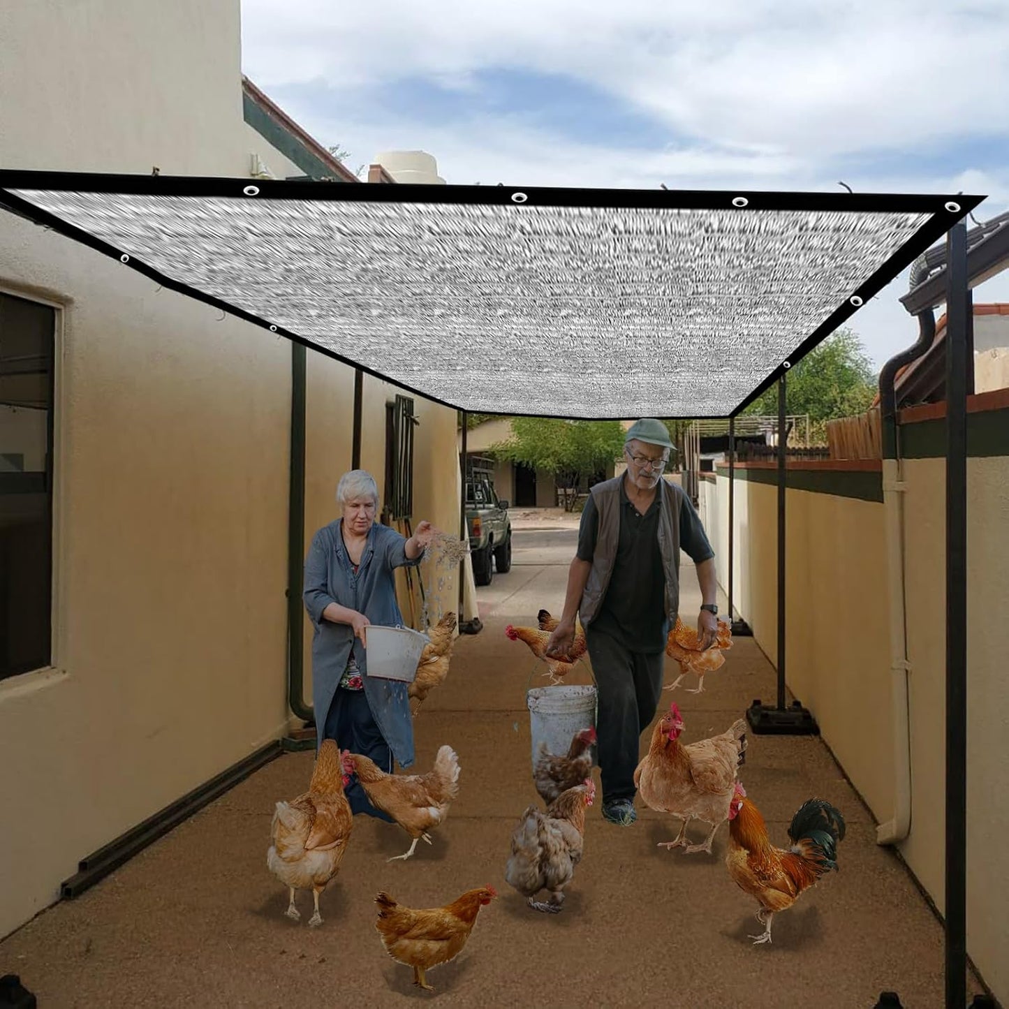 Aluminum Shade Cloth 10x10',80% Aluminum Reflective tarp,Durable Mesh Tarp with Grommets,Shade Cloth for Garden,Car, Outdoor Pergola,Greenhouse,Chicken Coop and Dog Kennel(Silver)