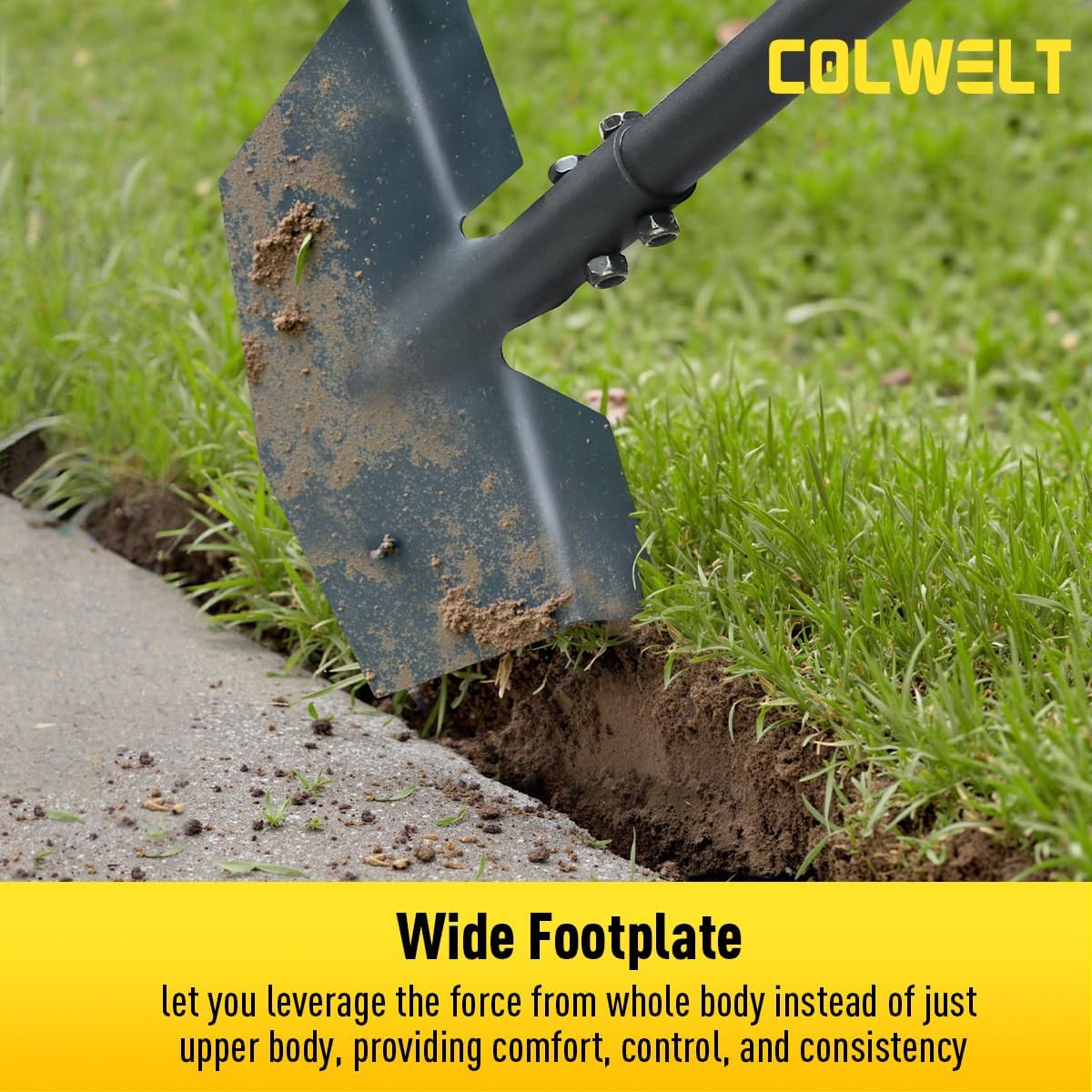 Colwelt Edger Lawn Tool Extra-Tall 52.4'', Garden Edger Chopper with V-Shape Tempered Blade, Half Moon Lawn Edger Tools with XL Solid Steel Handle, Grass Edger Tool Manual for Yard Landscaping Edging